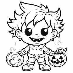 monster kid with pumpkin halloween