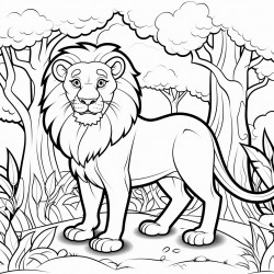 lion in a forest