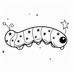a caterpillar with stars forming constellations on its body