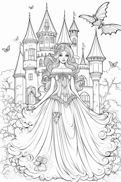 bat princess living in a enchanted castle playing with spiders