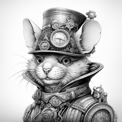 a steampunk mouse with a top hat
