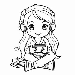 little girl with pigtails watching movies on a phone