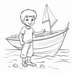 boy entering a boat