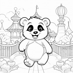 baby panda on a theme park