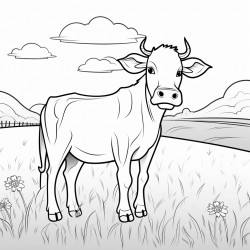 cow in feild カラーリングページ