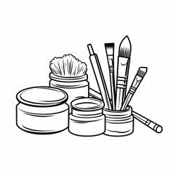 art supplies being cleaned