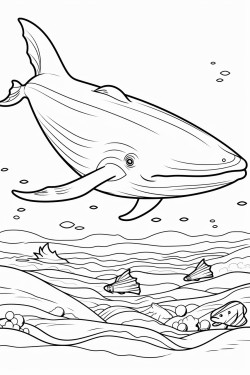 blue whale swimming gracefully through the ocean showcasing its massive body and serene presence in a deep blue sea