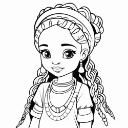 cartoon black girl with boho braids