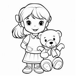 a kid gril holding teddy bear