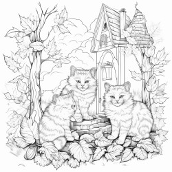 autumn scene with cats