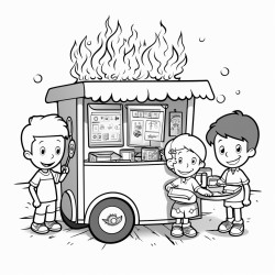 tradeshow booth with a dumpster fire inside