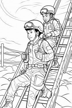 sci fi space rangers in basic training doing an obstacle course