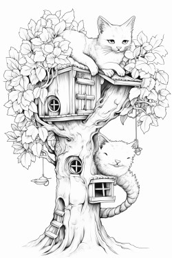 una gata subida en un rbol