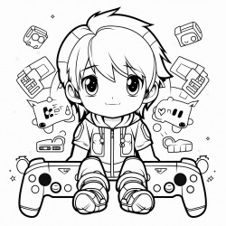 kawaii style gamer theme