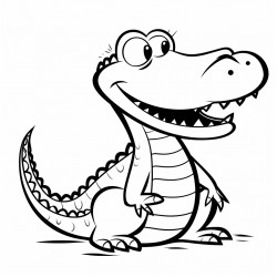 simple and cute alligator drawing outline with bold thin lines