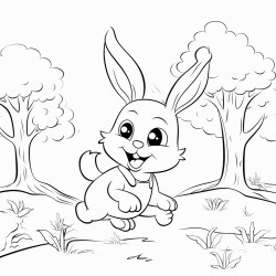 a rabbit running in the forest