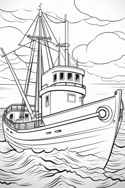 fishing trawler at sea