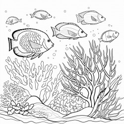 a calming coral reef with many types of tropical and rare fish