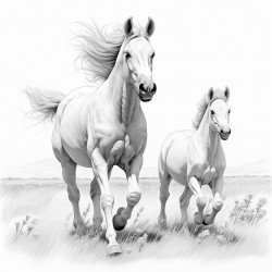 horse running with colt