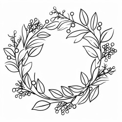 simple christmas wreath plain white background leaves not pine needles