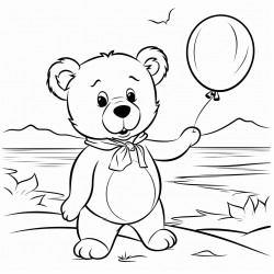 bold and easy a cartooning bear on the beach balloon
