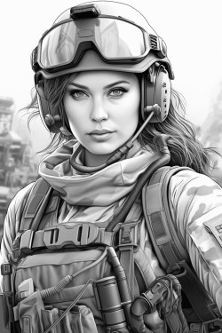 military woman kolorowanka