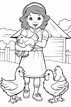 girl with chickens