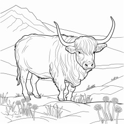 highland cow grazing