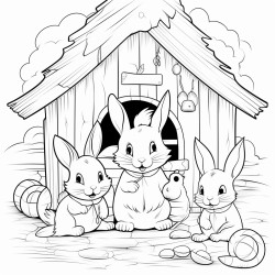 de petit lapins qui vont  lcole dans une fort