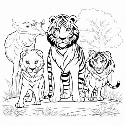 squirrel tiger  leopard lion and zebra
