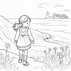girl walking on a coast trail