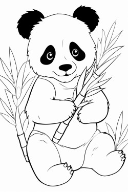 panda sitting eating bamboo
