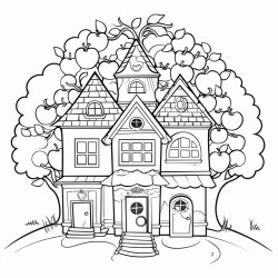 big apple house with windows whimsical theme