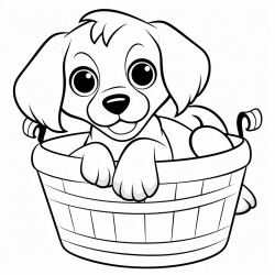 puppy in a basket