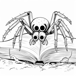 a spider reading a book