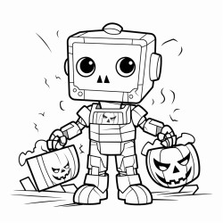 robot halloween with candy simple