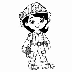 girl cartoon firefighter