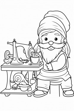 a cute dwarf mam sewing clothes