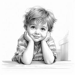 little boy happy but sad
