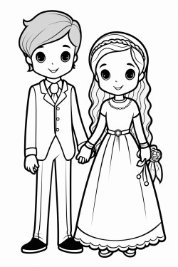 a bride with long hair and a long sleeve dress holding hands with a groom with short hair