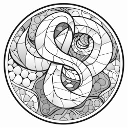 cancer ribbon stained glass style with each section numbered between 1 and 20