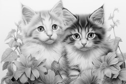 kittens helping in the garden