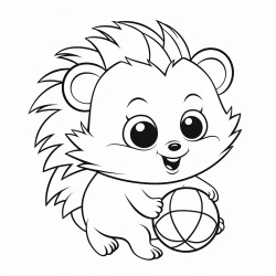 cute hedgehog playing with ball