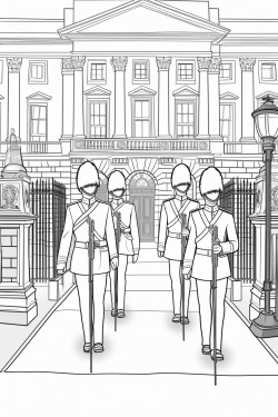 united kingdom kings guards in changing ceremony