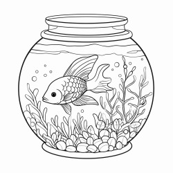 fish in tank for adults colouring in book