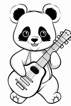 panda playing music instruments