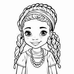cartoon black girl with boho braids