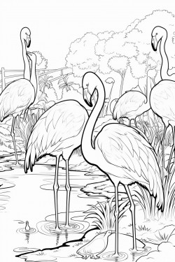 a group of flamingos at a zoo