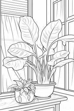 philodendron billietiae on a tabletop next to a window