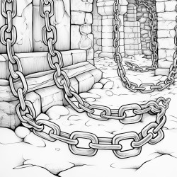 chains laying on the ground